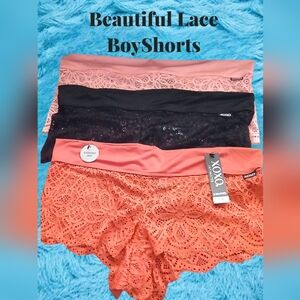 NWT XOXO Women's Lace Boyshorts - Black, Pink, Orange One Set Left 3X